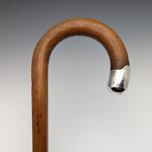 1922 年英國古董男士手杖,彎柄,棕褐色軸,86 厘米
